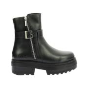 Stijlvolle Leren Laarzen Kick Heta Kickers , Black , Dames