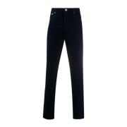 Navy Blue Velvet Katoenen Broek Brunello Cucinelli , Blue , Heren