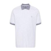 Grijze Polo Shirt met Geborduurd Logo Brunello Cucinelli , White , Her...