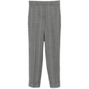 Slim Fit Gestreepte Broek van Wolmix Peserico , Gray , Dames