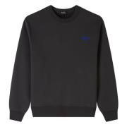 Katoenen Sweatshirt met Voorkantlogo A.p.c. , Black , Heren