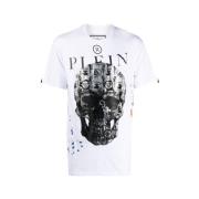 T-shirt met kristallen en schedel Philipp Plein , White , Heren