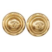 Pre-owned Metal earrings Chanel Vintage , Yellow , Dames