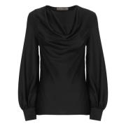 Zwarte V-hals Lange Mouw Blouse D.Exterior , Black , Dames