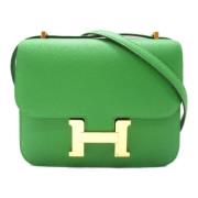 Pre-owned Leather shoulder-bags Hermès Vintage , Green , Dames