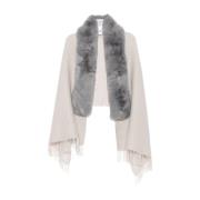 Grijze Faux-Fur Trim Sjaal Blugirl , Gray , Dames