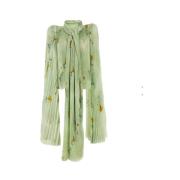 Bloemenprint Geplooide Blouse Balenciaga , Green , Dames