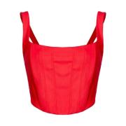 Mouwloze Viscose Bustier Top Pinko , Red , Dames