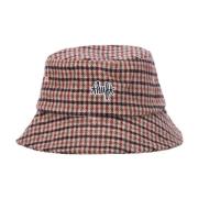 Bruine Tweed Bucket Hat met Borduurwerk HUF , Brown , Heren