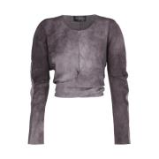 Lila Zijden Habotai Top Cortana , Gray , Dames