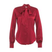 Zijden blouse met sjaalkraag Himon's , Red , Dames