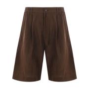 Bruine Linnen Shorts met Elastische Taille Ziggy Chen , Brown , Heren