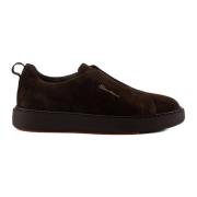 Bruine Leren Instap Sneakers Santoni , Brown , Heren