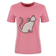 Gedrukt katoenen T-shirt met juweelapplicatie Max Mara Studio , Pink ,...