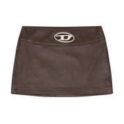 Bruine Schapenvacht Rok Ovaal Logo Diesel , Brown , Dames