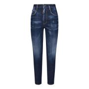 Blauwe Skinny Jeans met Distressed Details Dsquared2 , Blue , Dames