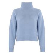 Kasjmier Trui Lichtblauw Hoge Hals Max Mara Studio , Blue , Dames