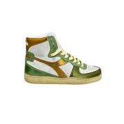 Metallic Goud Groene Basket Sneaker Diadora , Multicolor , Dames