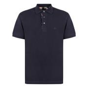 Katoenen Polo Shirt met Geribbelde Randen Etro , Blue , Heren