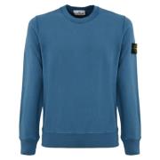 Blauwe Crewneck Sweater Katoen Regular Fit Stone Island , Blue , Heren