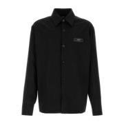 Stretch Wol Zwart Shirt Balmain , Black , Heren