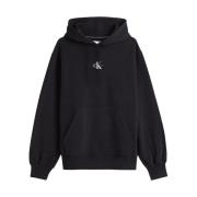 Zwarte hoodie met monogramprint Calvin Klein , Black , Heren