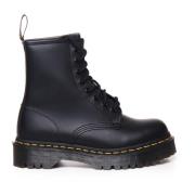 Klassieke Zwarte Leren Platformlaarzen Dr. Martens , Black , Dames