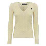 Gevlochten Trui Wit Logo Slim Fit Ralph Lauren , White , Dames