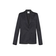 Check Boxy Blazer Nero Forte Forte , Black , Dames