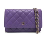 Pre-owned Leather chanel-bags Chanel Vintage , Purple , Dames