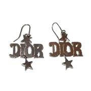 Pre-owned Fabric earrings Dior Vintage , Gray , Dames