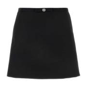 Stijlvolle Zwarte Wollen Mini Rok Versace , Black , Dames