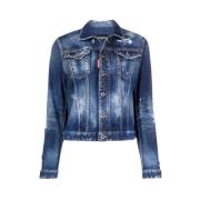 Witte Icon Spray Denim Jack Dsquared2 , Blue , Dames