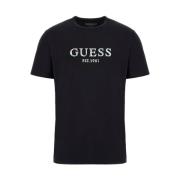 Korte Mouw T-shirt Guess , Black , Heren