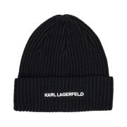 Logo-geborduurde wollen blend beanie Karl Lagerfeld , Black , Heren