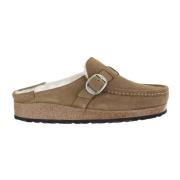 Shearling Muiltjes met Verstelbare Gespband Birkenstock , Beige , Dame...