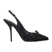 Geborduurde Slingback Hakken met Kralen Dolce & Gabbana , Black , Dame...