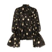 Zwarte Zijden Polka Dot Geborduurde Overhemd Dolce & Gabbana , Black ,...