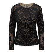 Velvet Jacquard Tulle Top Etro , Black , Dames