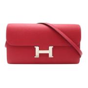 Pre-owned Leather shoulder-bags Hermès Vintage , Red , Dames