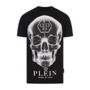 Zwart Katoenen T-shirt met Merksymbolen Philipp Plein , Black , Heren