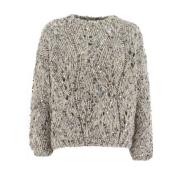 Geometrische Pailletten Crew-Neck Jumper Panicale , Gray , Dames