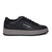 Leren sneakers met bandzool Crime London , Black , Heren