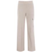 Katoenen Geribbelde Elastische Taillebroek Panicale , Beige , Dames