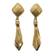 Pre-owned Metal earrings Chanel Vintage , Yellow , Dames