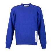 Blauwe Crew Neck Wol Kasjmier Trui Amaránto , Blue , Heren