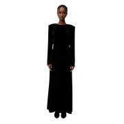 Fluwelen Maxi Jurk met Wijd Uitlopende Mouwen Undress Code , Black , D...