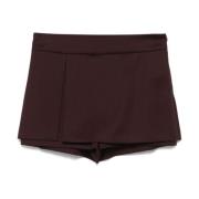 Bordeaux Wolmix Twill Shorts Pinko , Red , Dames