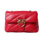 Nappa Leren Tas Pinko , Red , Dames