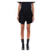 Zwarte Wol Mini Rok Aw24 Sacai , Black , Dames